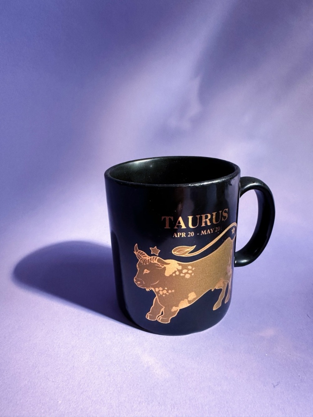 Taurus Zodiac Black Mug with Gold Bull Design